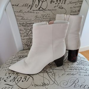 J. CREW Ivory Leather Boots - 9